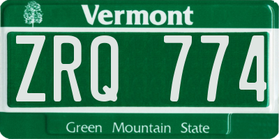 VT license plate ZRQ774