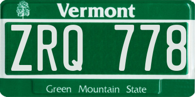 VT license plate ZRQ778