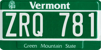 VT license plate ZRQ781