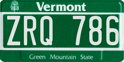 VT license plate ZRQ786