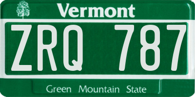VT license plate ZRQ787