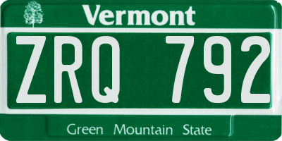 VT license plate ZRQ792