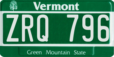 VT license plate ZRQ796