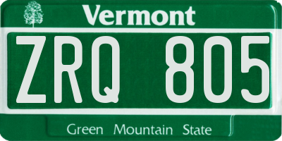 VT license plate ZRQ805
