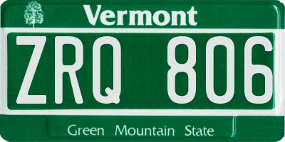 VT license plate ZRQ806