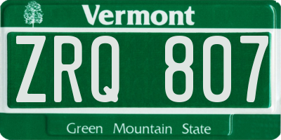 VT license plate ZRQ807