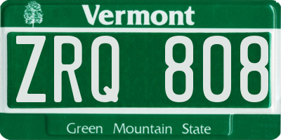 VT license plate ZRQ808