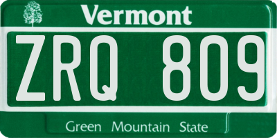 VT license plate ZRQ809