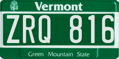 VT license plate ZRQ816