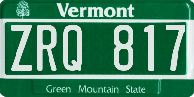 VT license plate ZRQ817