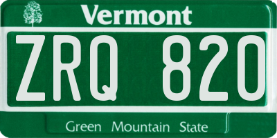 VT license plate ZRQ820