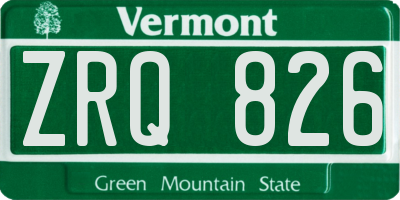 VT license plate ZRQ826