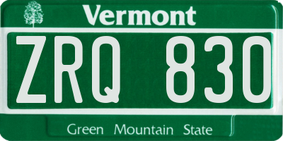 VT license plate ZRQ830