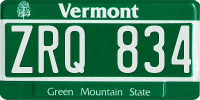 VT license plate ZRQ834