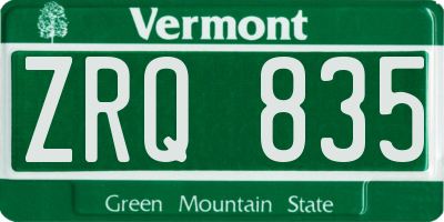 VT license plate ZRQ835