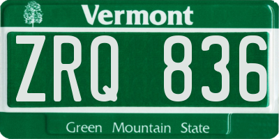 VT license plate ZRQ836