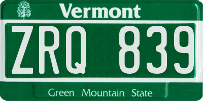 VT license plate ZRQ839