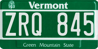 VT license plate ZRQ845
