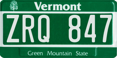 VT license plate ZRQ847