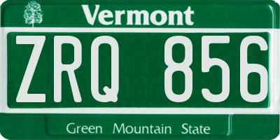 VT license plate ZRQ856
