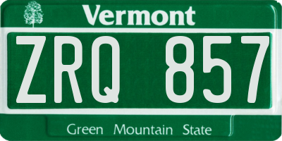 VT license plate ZRQ857