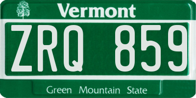 VT license plate ZRQ859