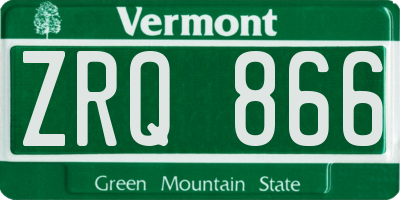 VT license plate ZRQ866