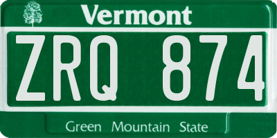 VT license plate ZRQ874