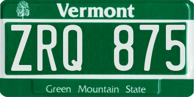 VT license plate ZRQ875