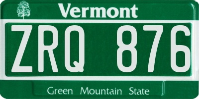 VT license plate ZRQ876