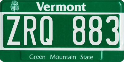 VT license plate ZRQ883