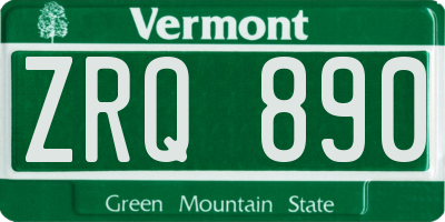 VT license plate ZRQ890