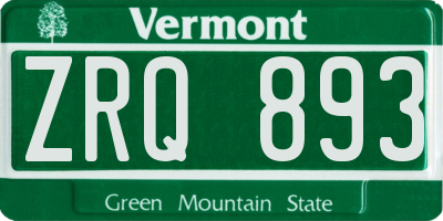 VT license plate ZRQ893