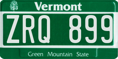 VT license plate ZRQ899