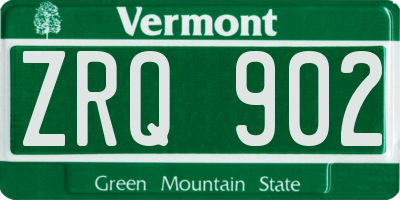 VT license plate ZRQ902