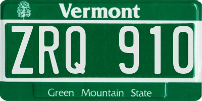 VT license plate ZRQ910
