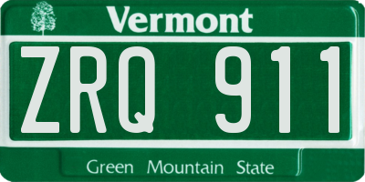 VT license plate ZRQ911