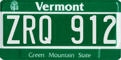 VT license plate ZRQ912