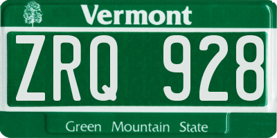 VT license plate ZRQ928
