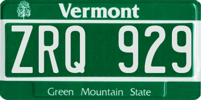 VT license plate ZRQ929