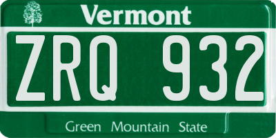 VT license plate ZRQ932