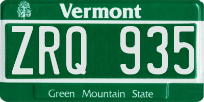 VT license plate ZRQ935