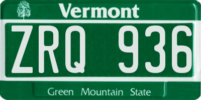 VT license plate ZRQ936