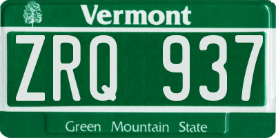 VT license plate ZRQ937