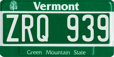 VT license plate ZRQ939