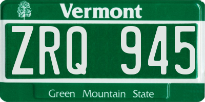 VT license plate ZRQ945