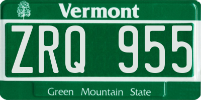 VT license plate ZRQ955