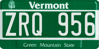 VT license plate ZRQ956
