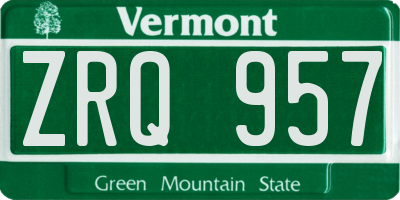 VT license plate ZRQ957