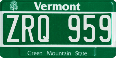 VT license plate ZRQ959
